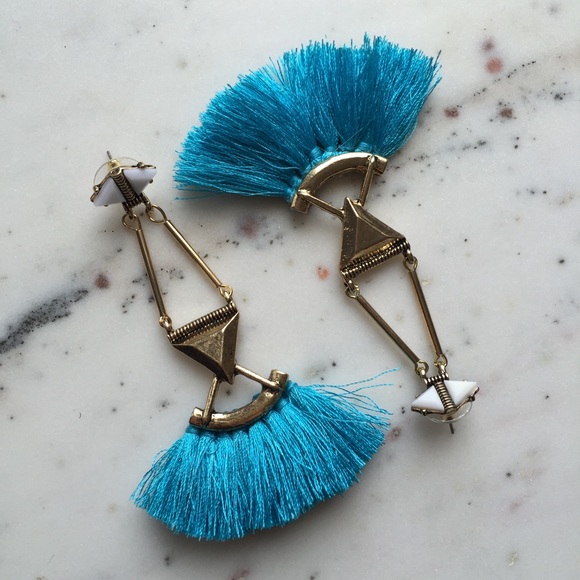 🆑 "Catalina" Earrings || Turquoise Tassel - Picture 5 of 9